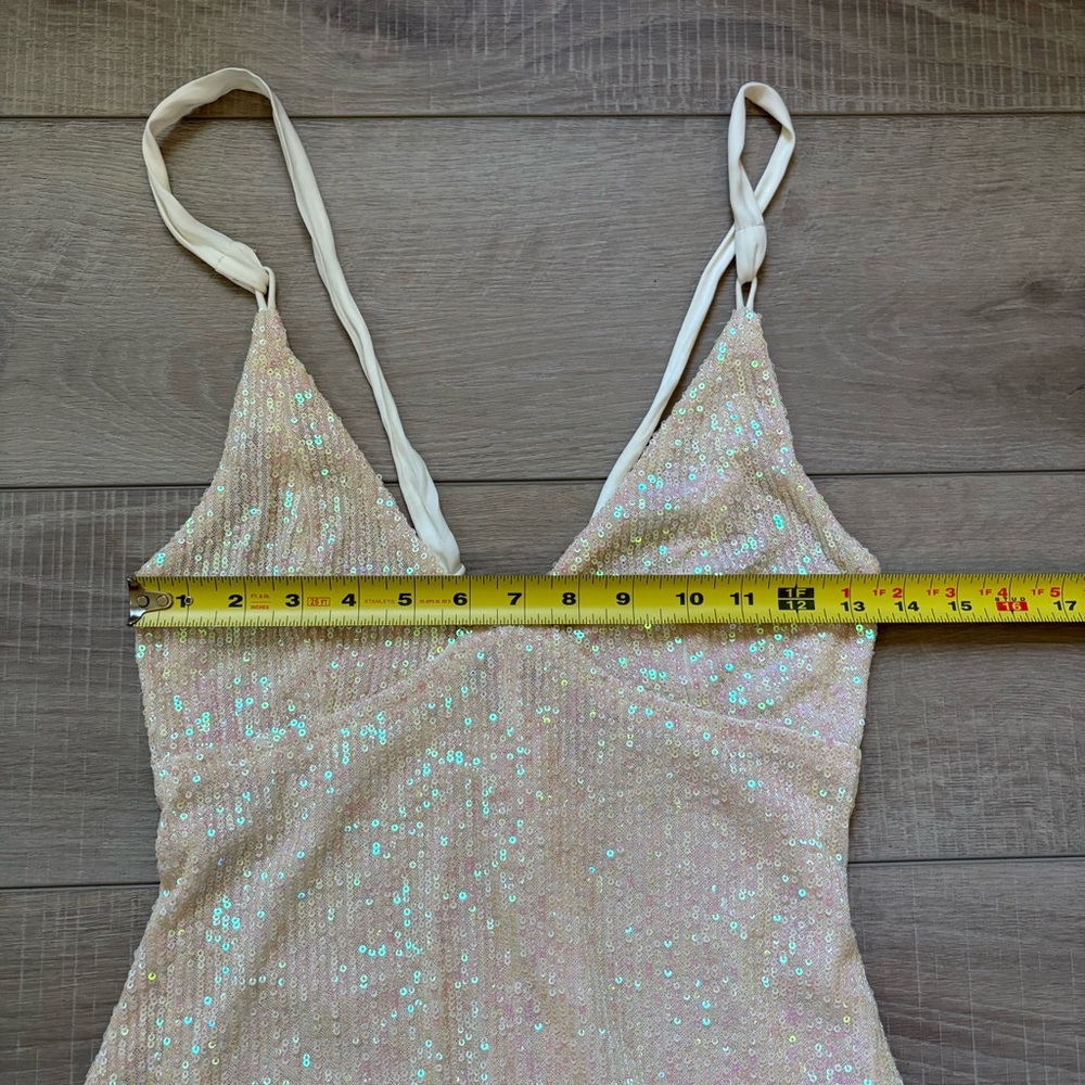 Free People Gold Rush Mini Dress in Icicle Pearl - Picture 7 of 13